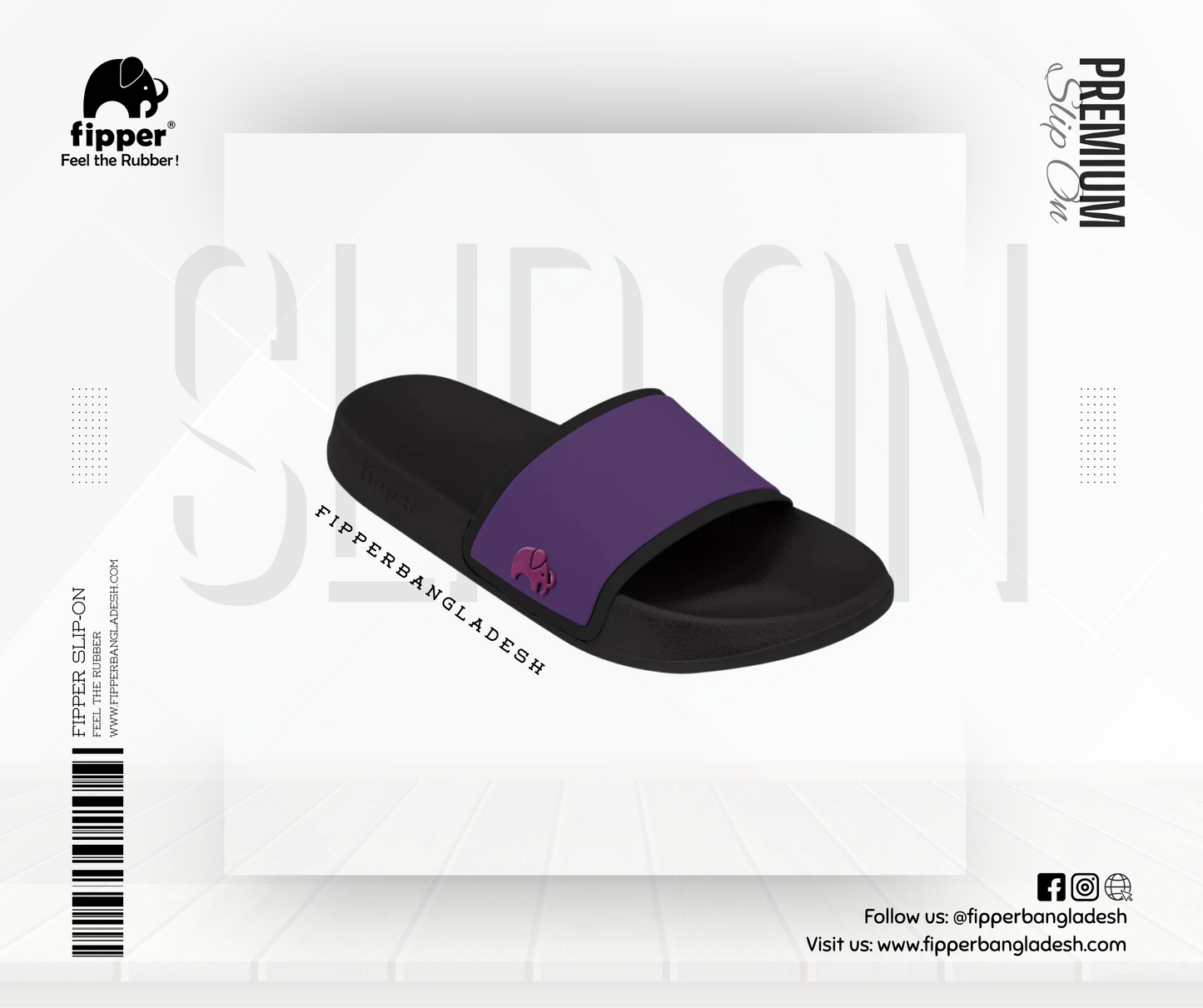 Fipper Slip On in Black / Violet (Gentian) / Purple (Passion)