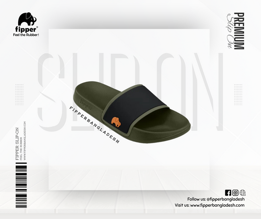 Fipper Slip On for Unisex in Green (Army) / Black / Mustard