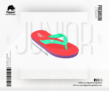 Fipper Jr Rubber Slipper for Kids in Red (Lipstick) / Mint