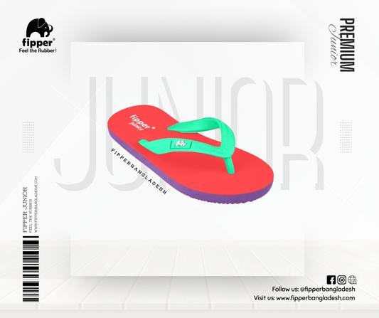 Fipper Jr Rubber Slipper for Kids in Red (Lipstick) / Mint