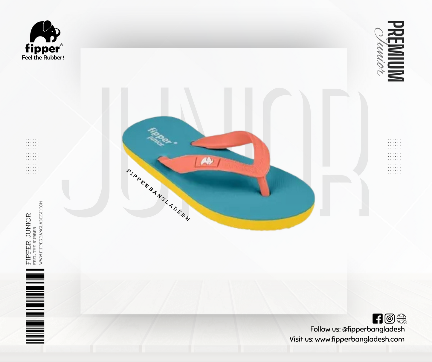 Fipper Slipper Jr Rubber for Children in Turquoise/Yellow/Peach Dark