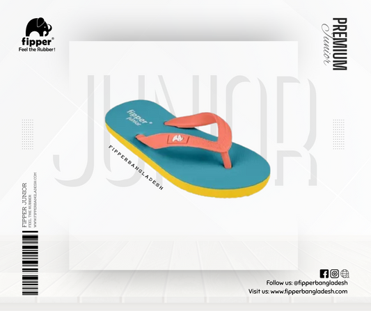 Fipper Slipper Jr Rubber for Children in Turquoise/Yellow/Peach Dark