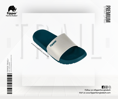 Fipper Trail Plus Non-Rubber Sandal for Unisex in Green (Sherpa) / Grey (Beard)