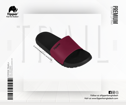 Fipper Trail Plus Non-Rubber Sandal for Unisex in Black / Maroon