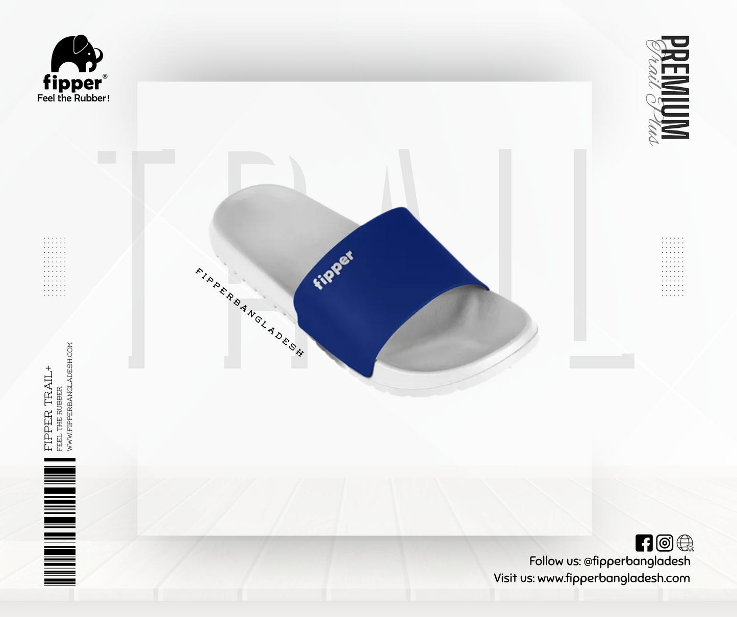 Fipper Trail Plus Non-Rubber Sandal for Unisex in White / Navy