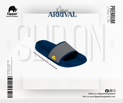 Fipper Slip On Non-Rubber for Men in Blue (Midnight) / Grey (Dark) / Yellow