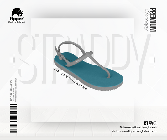 Fipper Strappy Rubber for Women in Green (Forest) / Grey (Light)